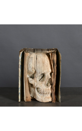 Livro "Memento Mori" com crânio esculpido