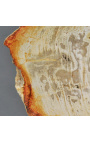 Fossilisiertes Holz auf mattschwarzem Metallträger - Größe L