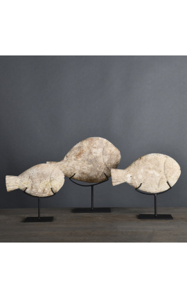 Set of 3 stone fish from Indonesia