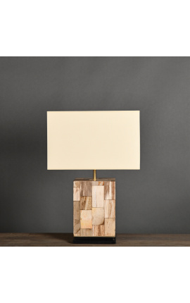 Béžová lampa z skameneného dreva - Veľkosť S