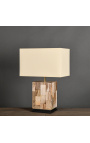 Lampe en bois pétrifié beige - Taille S