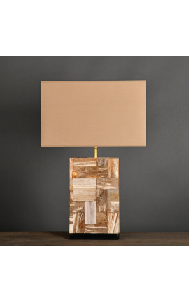 Lampada di legno petrificato beige - taglia M