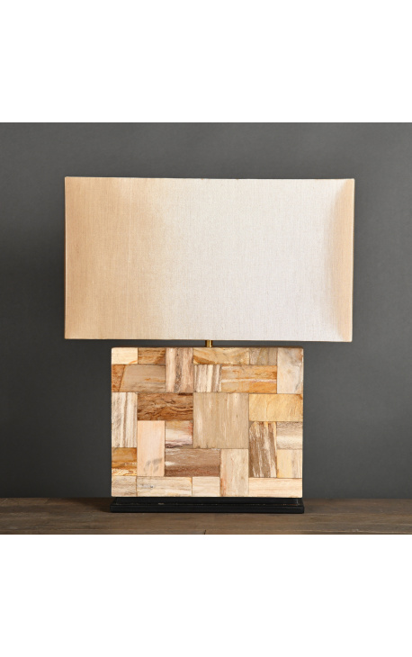 Lampada in legno pietrificato beige - Taglia L