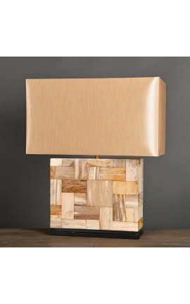 Lampe en bois pétrifié beige - Taille L