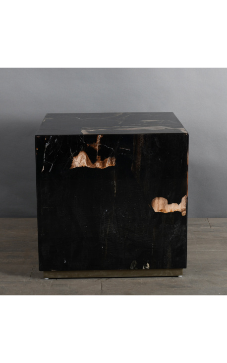 1970's side table in black petrified wood