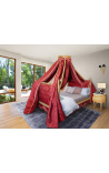 Letto barocco reale con tessuto rosso Gobelins e legno dorato