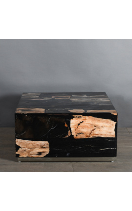 1970-ųjų juodos suakmenėjusios medienos kavos staliukas – M dydis