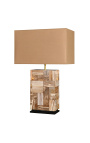 Lampada in legno pietrificato beige - Taglia M