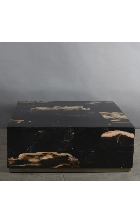 1970-talets soffbord i svart petrifierat trä - Storlek L