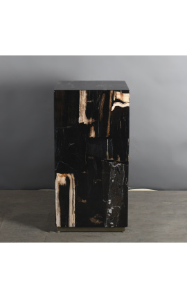 columna de 1970 en madera petrificada negra