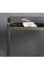 1970's style side table in black petrified wood and brass-coloured metal