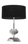 "Feng" lamp with shell decoration in silver metal