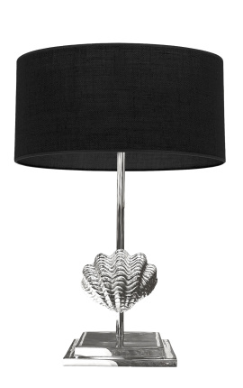 "Feng" lamp with shell decoration in silver metal