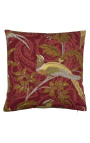 Coussin carré tissu tissé cachemire oiseau rouge 45 x 45