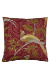 Coussin carré tissu tissé cachemire oiseau rouge 45 x 45