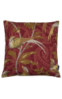 Квадратна възглавница тъкан кашмирен плат червена птица 45 x 45