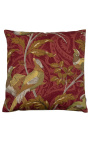 Квадратна възглавница тъкан кашмирен плат червена птица 45 x 45