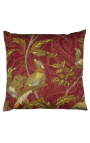 Square cushion woven cashmere fabric red bird 45 x 45