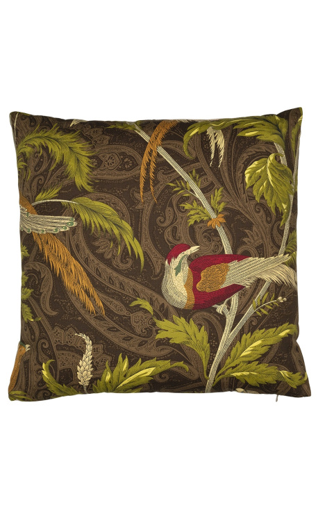 Kvadratni jastučić od tkane kašmirske tkanine u boji ptice 45 x 45