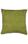 Square cushion in green velvet with pink twisted braid 45 x 45