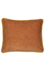Rektangulär kudde i rost-färgad sammet med ocher twisted fläta 35 x 45