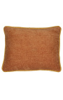 Rectangular cushion in rust-colored velvet with ocher twisted braid 35 x 45