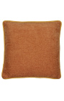 Cuscino quadrato in velluto color ruggine con treccia ritorta ocra 45 x 45