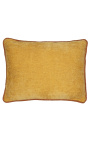 Прямоугольная подушка из бархата цвета охры с витой ржавой тесьмой 35 x 45