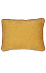 Прямоугольная подушка из бархата цвета охры с витой ржавой тесьмой 35 x 45