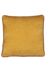 Square Cushion in Ocher-gekleurde velvet met getuige rust braid 45 x 45