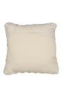 Kwadratowa poduszka z białej i beżowej bawełny z dekoracją w romby 45 x 45