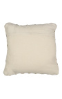 Square cushion in white and beige cotton with diamond point decoration 45 x 45