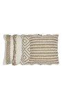 Kvadratinė pagalvėlė iš baltos ir smėlio spalvos medvilnės su deimantinio taško apdaila 45 x 45