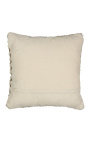 Kvadratinė pagalvėlė iš baltos ir smėlio spalvos medvilnės su juostele 45 x 45