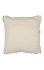 Coussin carré en coton blanc et beige décor à boules 45 x 45