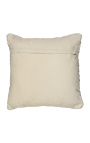 Square cushion in white and beige cotton with herringbone decor 45 x 45