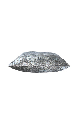 Квадратная подушка из серого крокодилового бархата 45 x 45