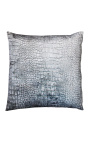 Coussin carré en velours crocodile gris 45 x 45