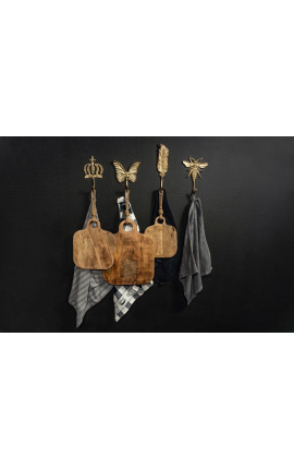 Coat rack, handdoek of thee handdoek, in goud aluminium &quot;blad&quot;