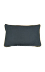 Prostokątna poduszka z ciemnoszarego lnu i bawełny z jutowym warkoczem 30 x 50