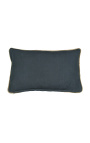 Rectangular cushion in dark gray linen and cotton with jute braid 30 x 50