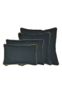Rectangular cushion in dark gray linen and cotton with jute braid 30 x 50
