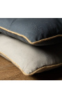 Rektangulär kudde i mörkgrått linne och bomull med jutefläta 30 x 50