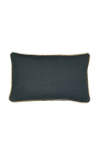 Rectangular cushion in dark gray linen and cotton with jute braid 30 x 50