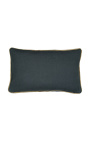 Rektangulär kudde i mörkgrått linne och bomull med jutefläta 30 x 50