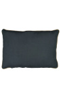 Rectangular cushion in dark gray linen and cotton with jute braid 40 x 60