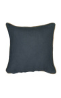 Kvadratinė pagalvėlė iš tamsiai pilko lino ir medvilnės su džiuto pyne 45 x 45