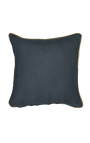 Square cushion in dark gray linen and cotton with jute braid 45 x 45