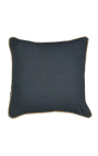 Квадратна възглавница от тъмно сив лен и памук с оплетка от юта 45 х 45