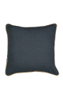 Square cushion in dark gray linen and cotton with jute braid 45 x 45